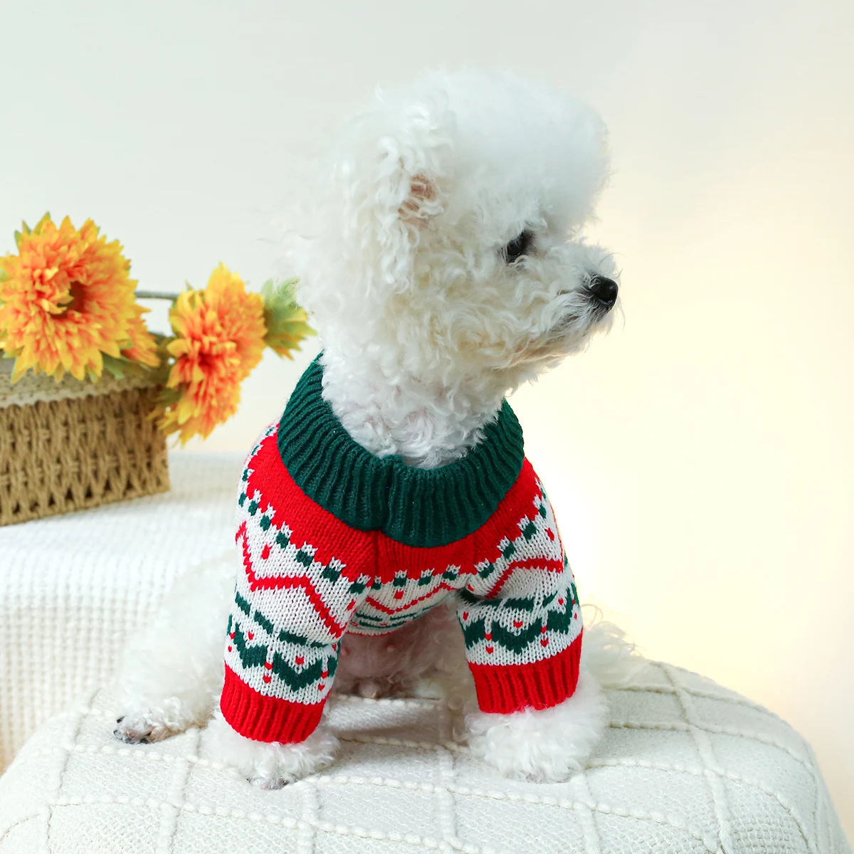 1PC Pet Apparel Dog Cat Christmas Fireworks Elastic Pullover Knitted Sweater Autumn Winter Thickened Warm For Small Medium Dogs