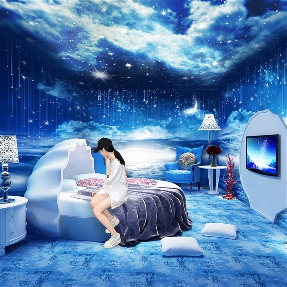 Aangepaste KTV Wallpaper Bar Achtergrond Dromerige Sterrenhemel Wallpapers woonkamer Cinema Hotel Lobby Plafond Ruimte Ruimte 3D Muurschildering