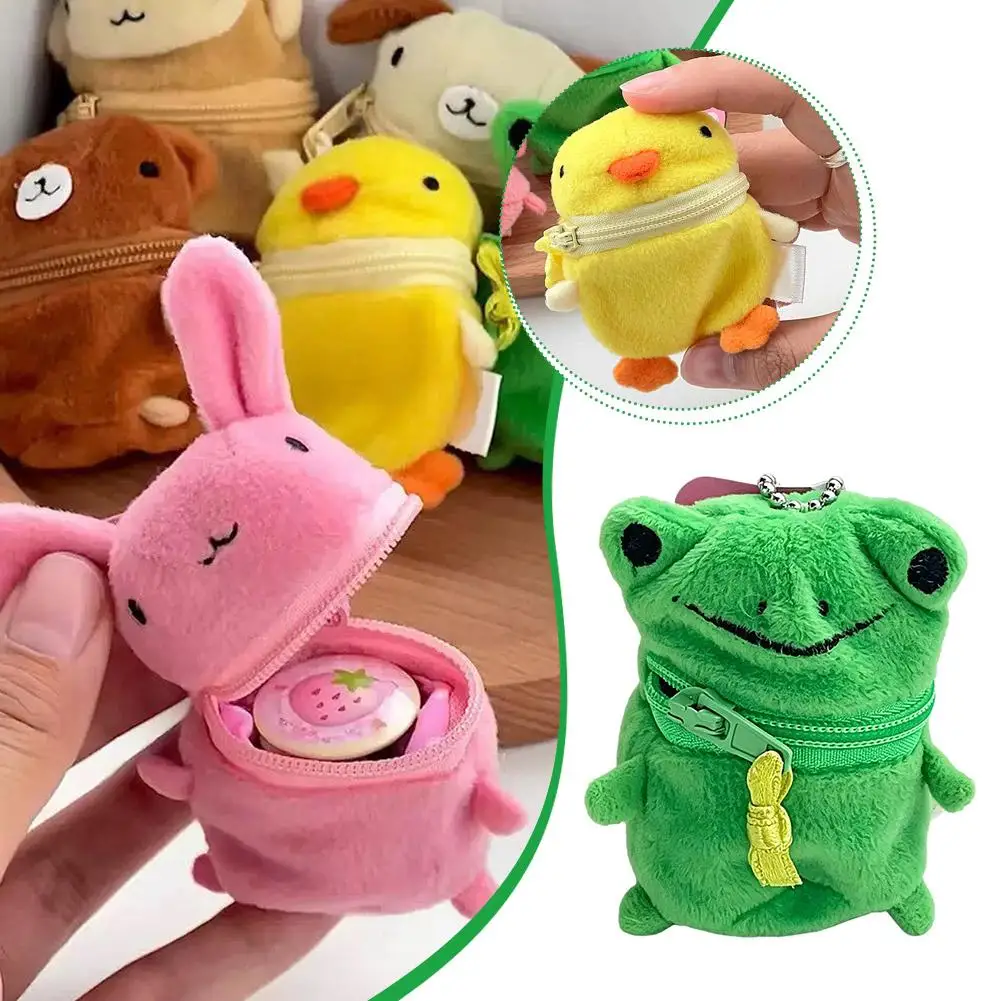 Kawaii Coin Purse Mini Earphone Storage Bag Cute Rabbit Bear Animal Keychain Pendant Bag Charm Birthday Gift For Girls
