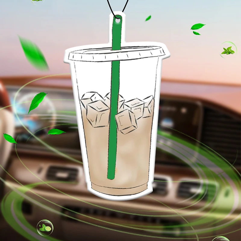 Ice Coffee Icon Hilton (Hotel Scent) Car Air Freshener |   Rearview Mirror Hanger & Dual-Purpose Air Vent Clip |   Natural Material Aromatherapy Tablets |   Long-Lasting Fragrance for 90 Days |   Alcohol-Free |   Not Afraid of Direct Exposure to the Sun |   Designed Specifically for Odor Removal in Cars, Closets, and Bathrooms. |   Cartoon Animation Graphics |   Unisex |   Luxury-Grade Fragrance |   The Same Ocean Fragrance Used in Five-Star Hotels