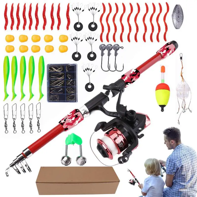 

Kids Fishing Pole Kids Fishing Gear Set Of 55 Telescopic Lightweight Pole Gear Combo For Freshwater Bass Trout Crappie