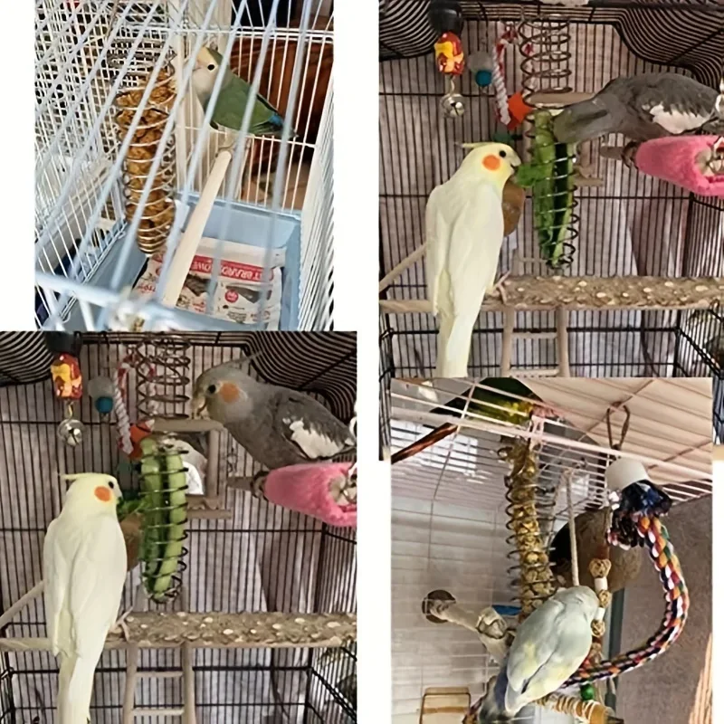 الفولاذ المقاوم للصدأ الببغاء العلف المغذية دائم في الهواء الطلق جهاز تغذية الطيور تصميم حلزوني سلة الفاكهة الطبيعية للحيوانات الأليفة الصغيرة