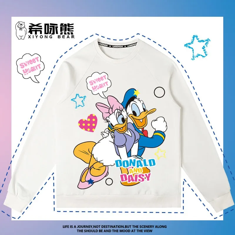 

Donald Duck Daisy Printed Crew-neck Hoodie Men 2024 New Disney Coat American Fashion Brand Autumn Clothes Cotton