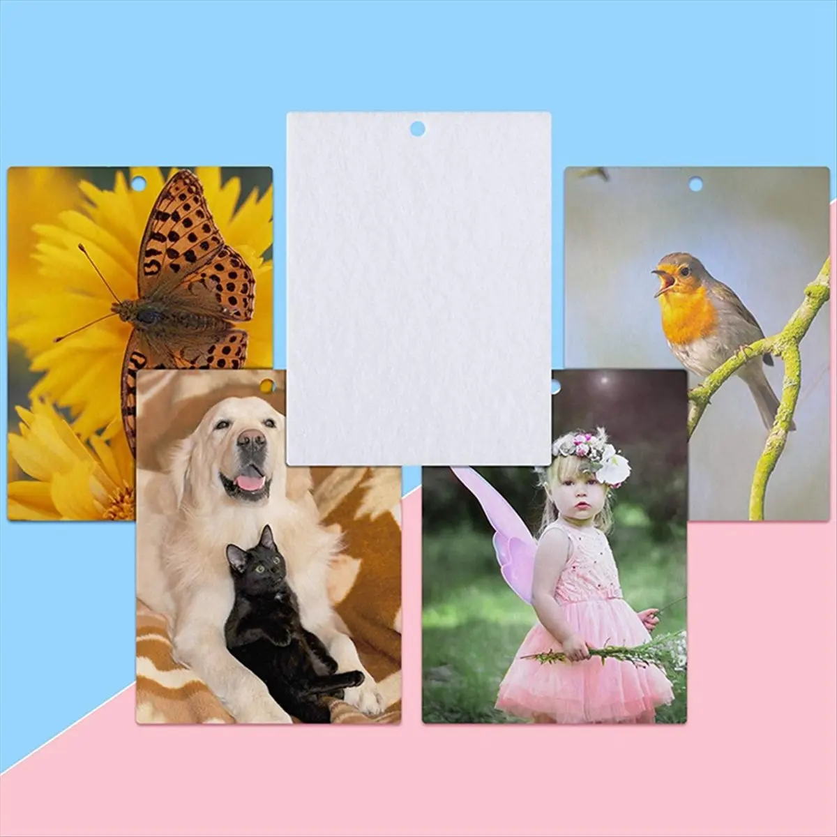 A95G 50PCS Sublimation Air Freshener Sheets Felt Air Freshener Rectangle Fragrant Sheets with Rope for Car Decoration