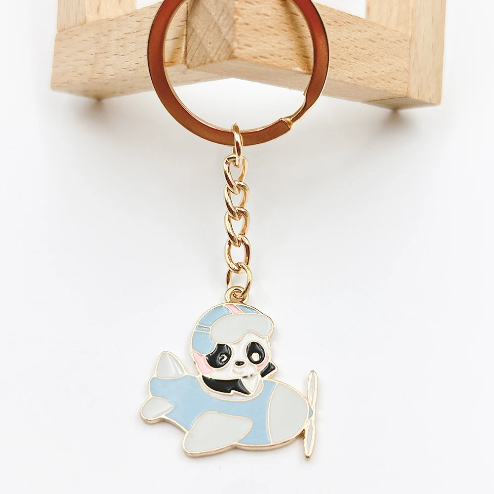 Panda Plane Cat Car Keyring para Mulheres e Crianças, New Fashion Chaveiro, Presente Da Jóia