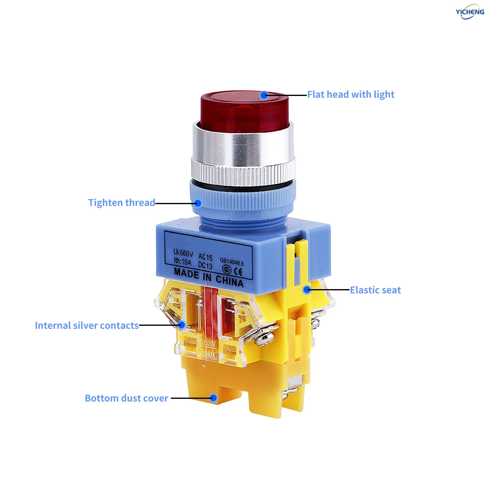 10Pcs 22MM Momentary/self-locking Push Button Switch,Control the power button switch,LED Light 12V 24V 110V 220V 380V optional view 2