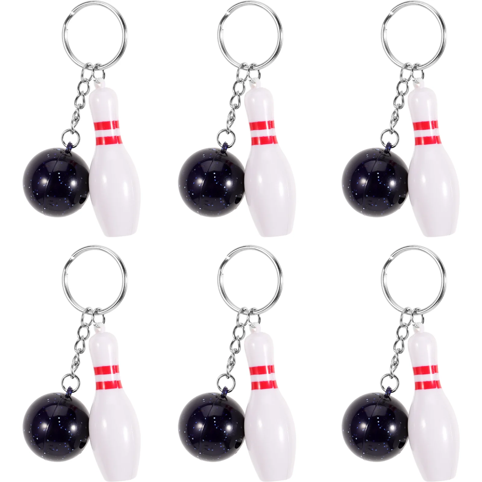 6 Pcs Keychain Bowling Match Keepsakes Pendant Lovely Hanging Keychains Party Decorations Pendants Sports Themed Favors Small