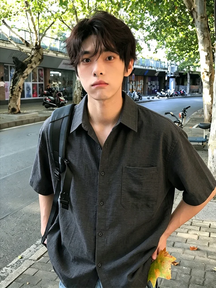 Lightweight Loose Casual Linen-Like Short Sleeve Shirt Men's Summer Breathable Comfortable Sun Protection Outerwear