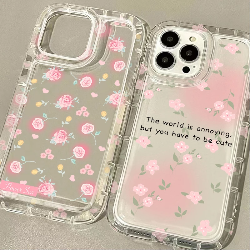 Simplicity Pink Oil Painting Flower Case for Samsung Galaxy S24 Ultra S23 S22 S21 FE S20 Plus Note 20 10 Pro A34 A54 A33 A53