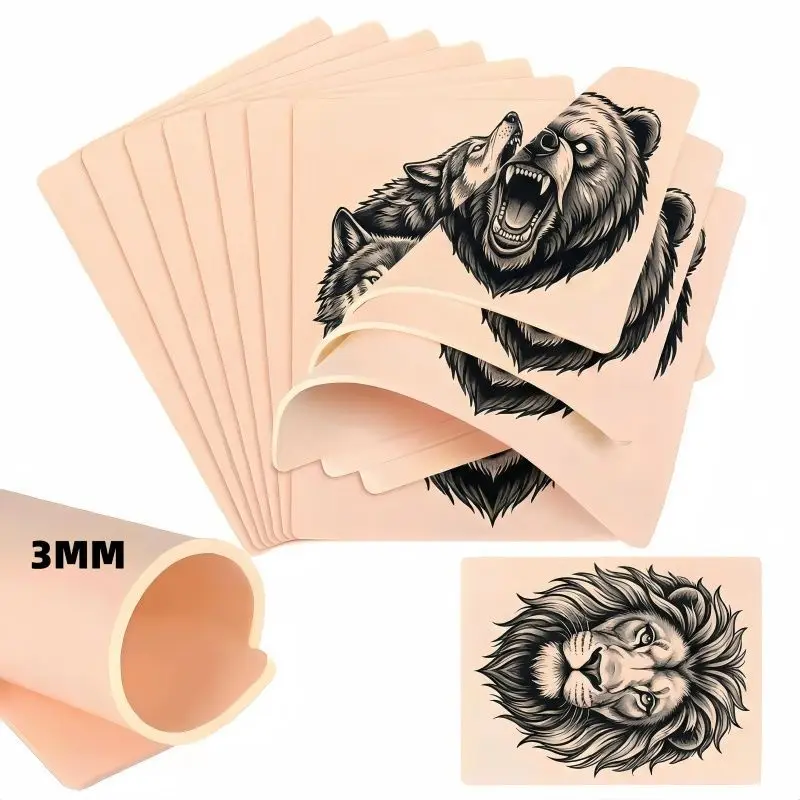 3/5/10/15Pcs POSEIDON Tattoo Practice Skin Silicone Double Fake Tattoo Skin Hot Tattoo Beginner Practice Synthetic Leather