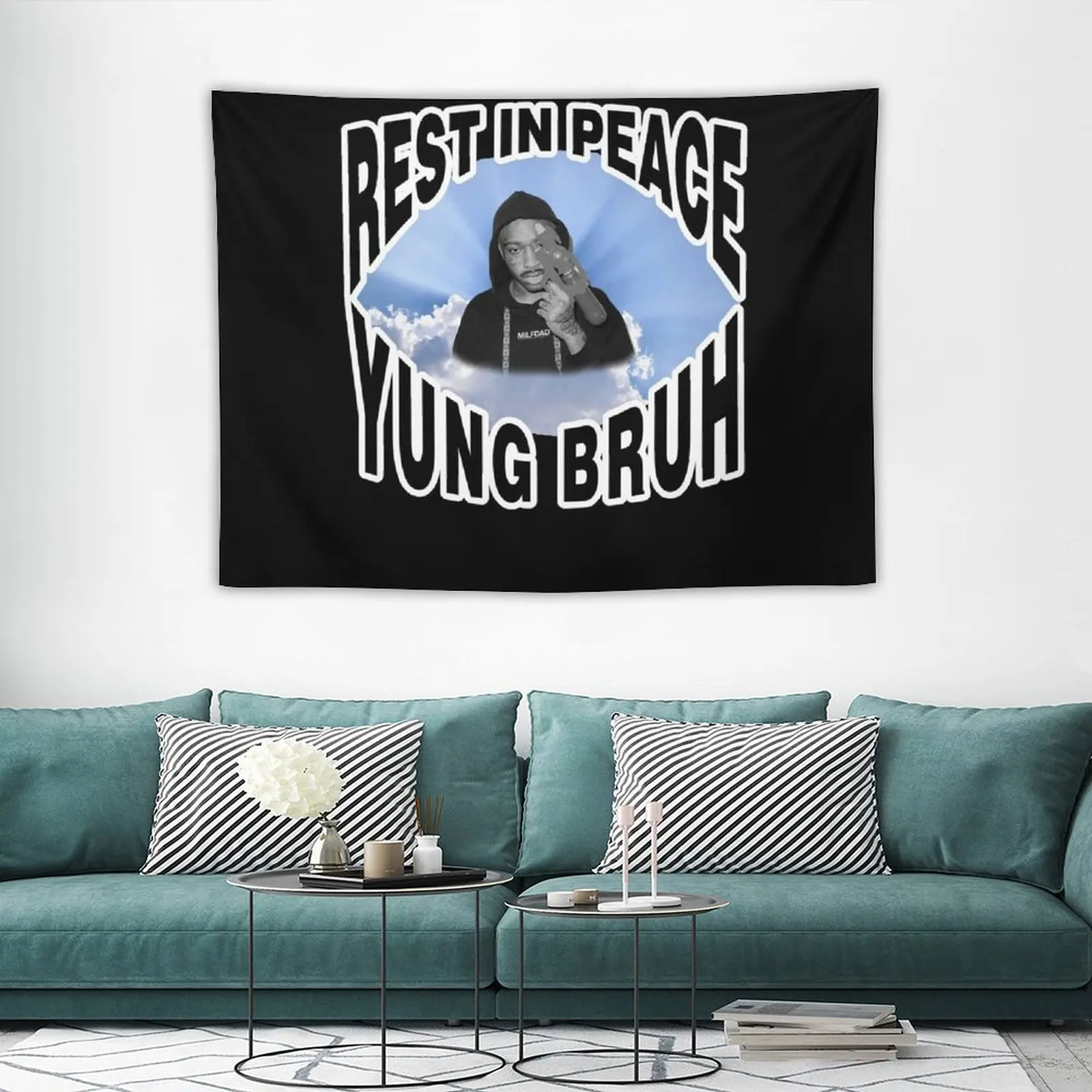 New RIP YUNG BRUH Essential Tapestry Room Aesthetic Decor Wall Hanging Decor