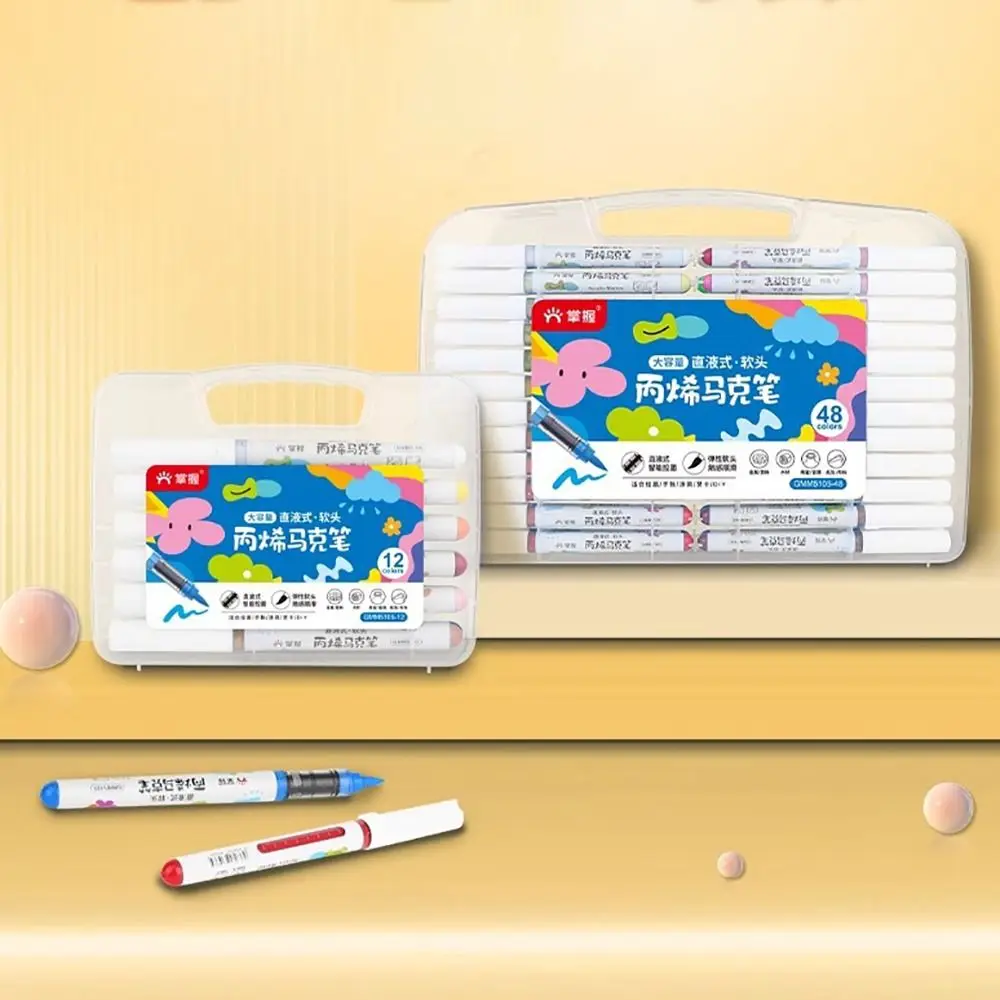 12/24/36/48-Colors Acrylic Marker Soft Tip Stackable Color Colour Pen Straight Liquid Quick Drying Art Watercolor Pen Graffiti