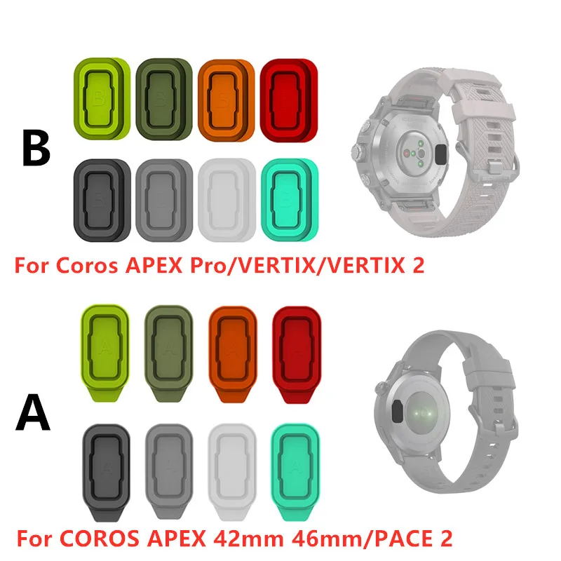 2 pçs plugue de poeira para coros vertix 2 apex pro porto de carregamento protetor capa de silicone para coros ritmo 2 apex 42mm 46mm assista accessor