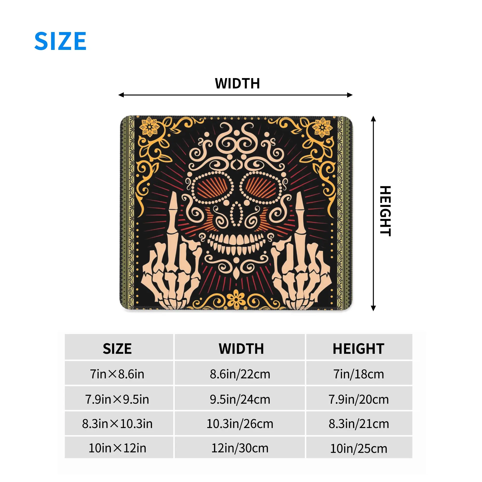 Sugar Skull Skeleton Mexican Filigree Day Of The Dead Mouse Pad Computer Keyboard Mouse Mat Gaming PC Laptop Desk Mat Table Mats