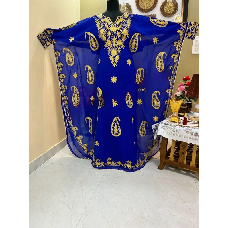 

Royal Blue Luxury Embroidered Bed Morocco Dubai Long Gown Wedding Dress Very Fancy and Fashionable Trend