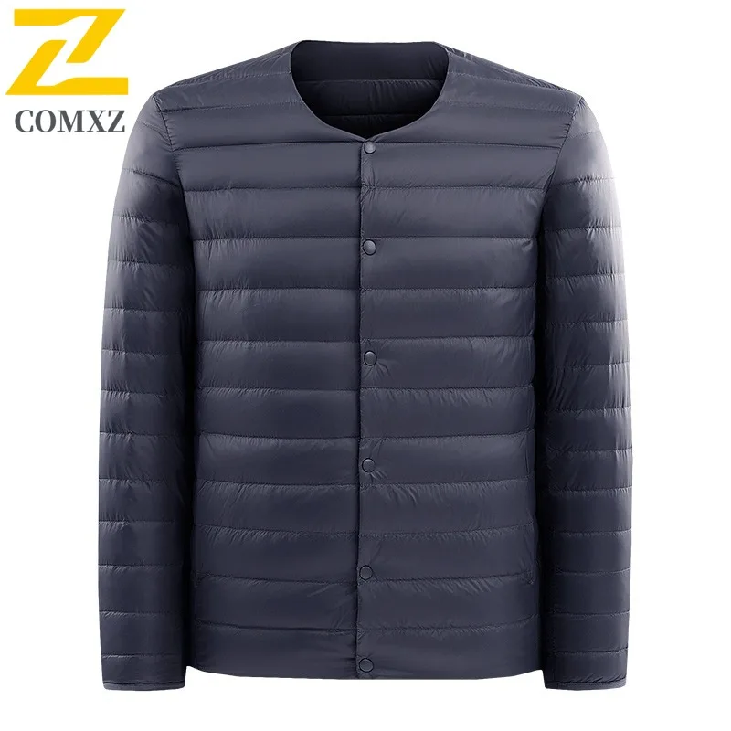 

COMXZ Men Down Jacket Ultra Light Outdoor Work Thickened Parka Single Breasted Design Travel Cold Resistant Winter Down Coat