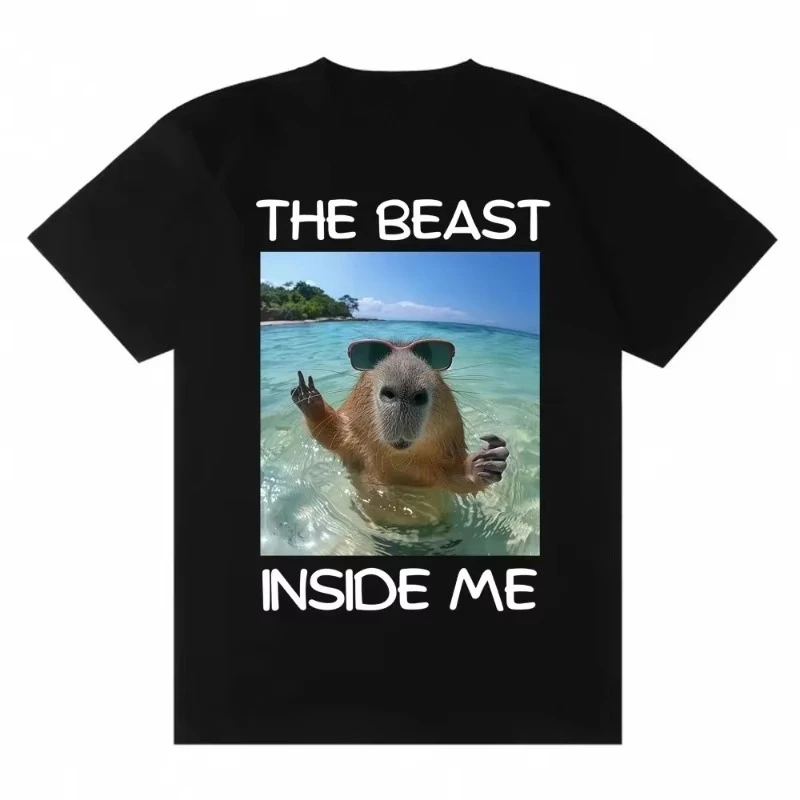The Beast Within Me Capybara Meme Graphic Tee Unisex Humorous Animal Lover Summer Casual Streetwear Fashion Tops
