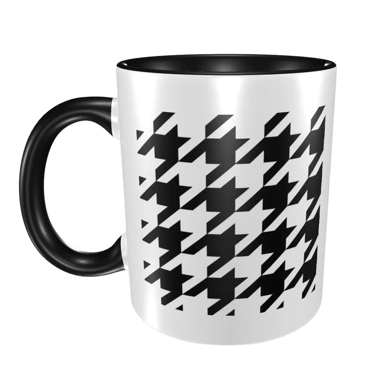 Trendy Black And White Houndstooth Mug Funny Ceramic Coffee Cups Tea Mugs Milk Cup Drinkware Gifts for Friends