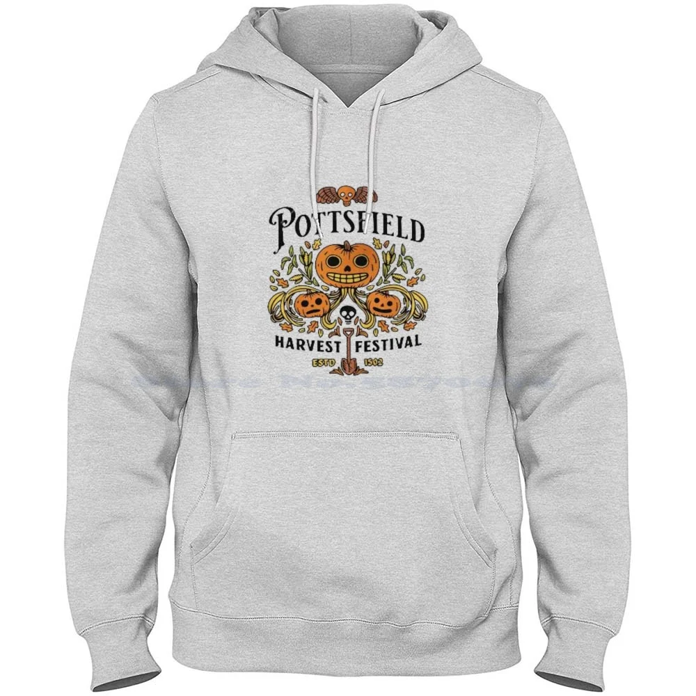 Pottsfield Harvest Festival , Garden 100% Cotton Hoodie T Shirt Pumpkin On The Garden Wall Scary Beast Over The Wall Pottsfield