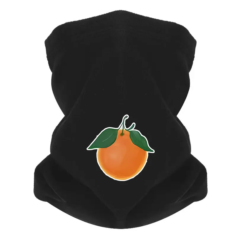 Orange fruit leaves branch black background Men Outdoor Scarf Mask Neck Gaiter Hat Women cap Headgear Windproof Keep Warm Winter