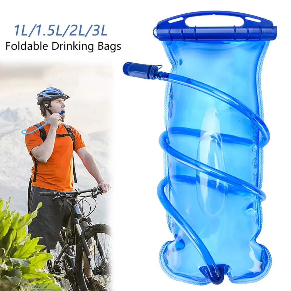 

3L Capacity Folding Water Bag With Drinking Tube Hydration Bladder Leak Proof Outdoor Accessory Bicycle Hiking Ride Water Bags