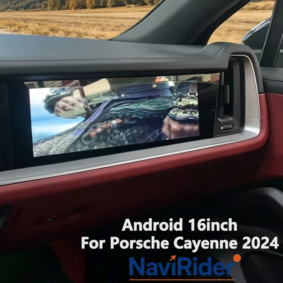 16inch Co-Pilot Screen For Porsche Cayenne 2024 Passenger Display Wireless CarPlay Android Auto 4G WiFi Multimedia Video Player