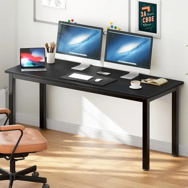 New DlandHome 63 Inches X-Large Computer Desk, Composite Wood Board, Decent and Steady Home Office Desk/Workstation/Table