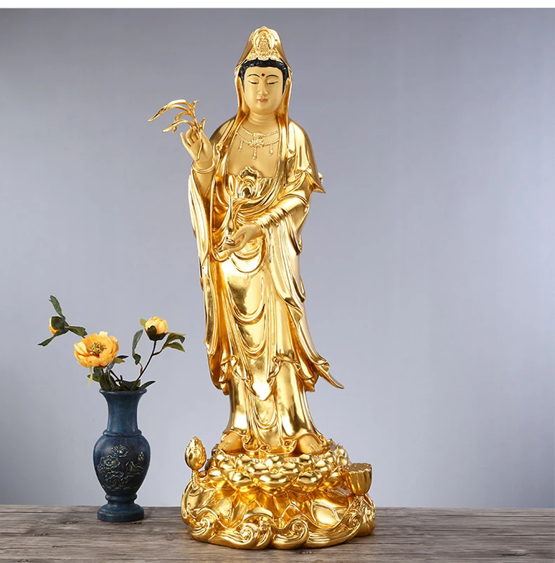 48CM Large Asia high grade gold gilding Guan yin PUSA Avalokitesvara Buddha statue HOME shrine Efficacious FENG SHUI