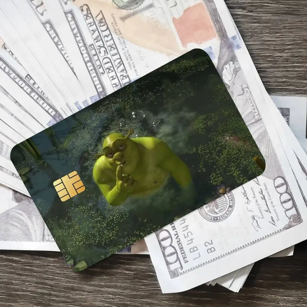 مضحك S-Shrek لطيف ملصق الائتمان الجلد غطاء بطاقة ملصقات 4 قطعة فيلم حافلة تمرير الجبهة الديكور البنك الخصم مقاوم للماء