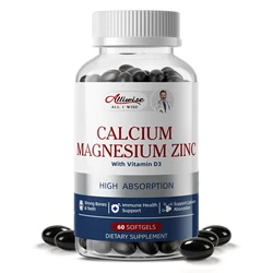 Alliwise Calcium Magnesium Zinc Capsule Vitamin D3 for Strong Bones Teeth Heart Nerve Increase Immune System Function Supplement