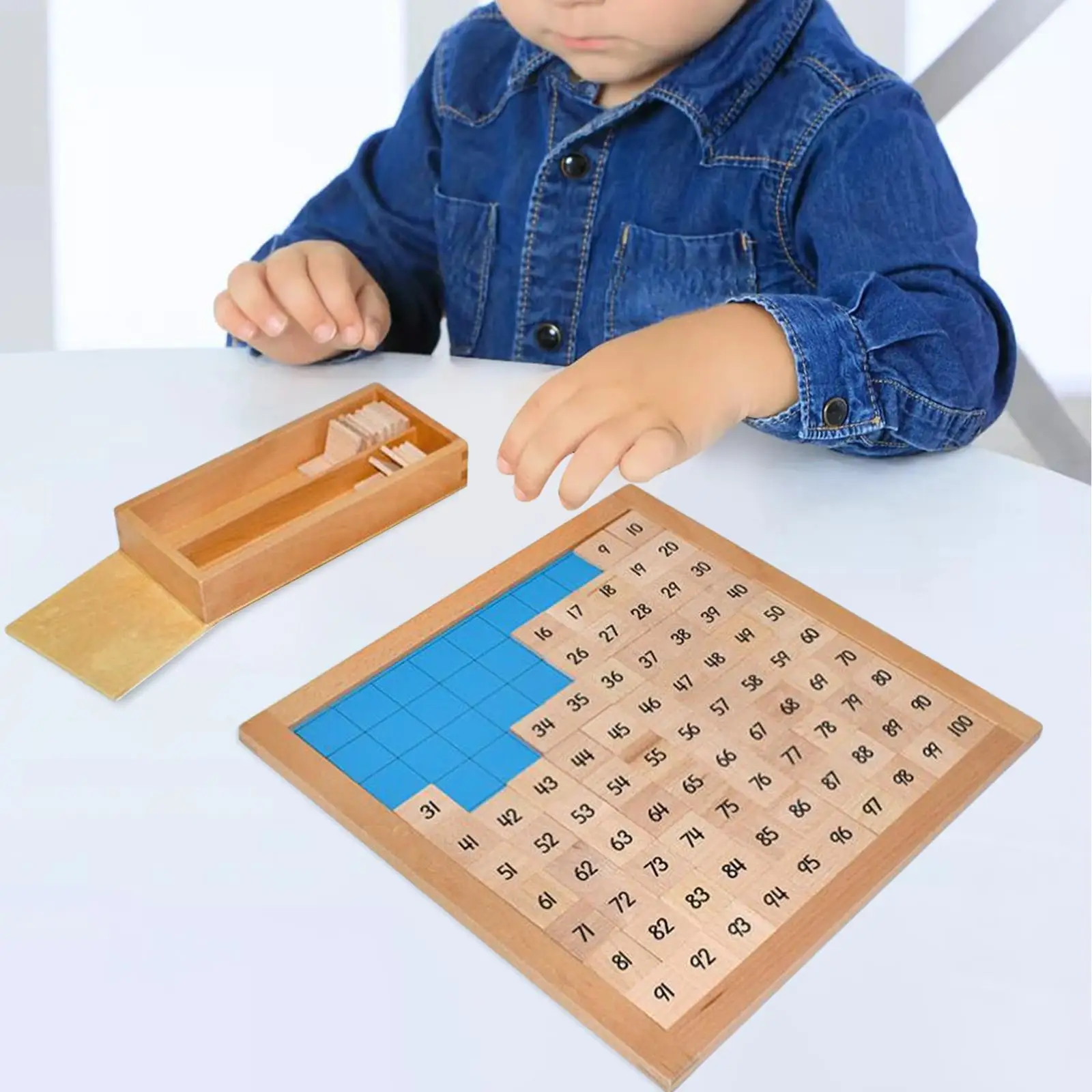 Wooden Math Board Toy Arithmetic Teaching Aids Holiday Gift Exercise Logical Thinking Wooden Toy Hundred Board for Children Boys