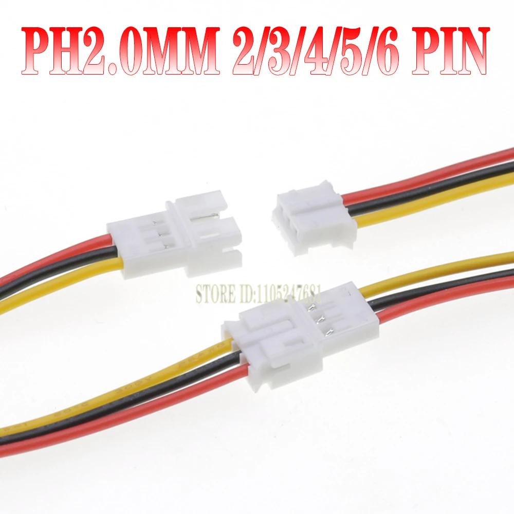 10set 200mm Ph2.0mm 2/3/4/5/6 Pin Male Female Plug Connector With Wire 2.0mm Ph 2.0 2pin/3pin/4pin/5pin/6pin Cable 2p/3p/4p/5p/