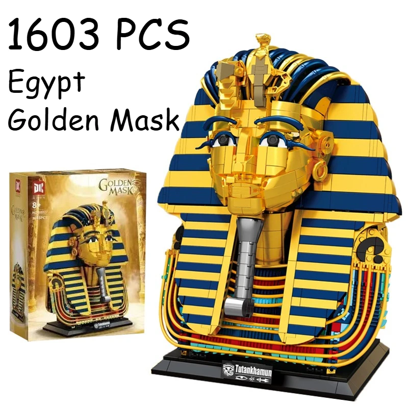 

1603PCS Ancient Egypt Golden Mask,Noble Elegant Desktop Ornament Exquisite Building Block Assembly Adult/Kid Toys Festive Gifts