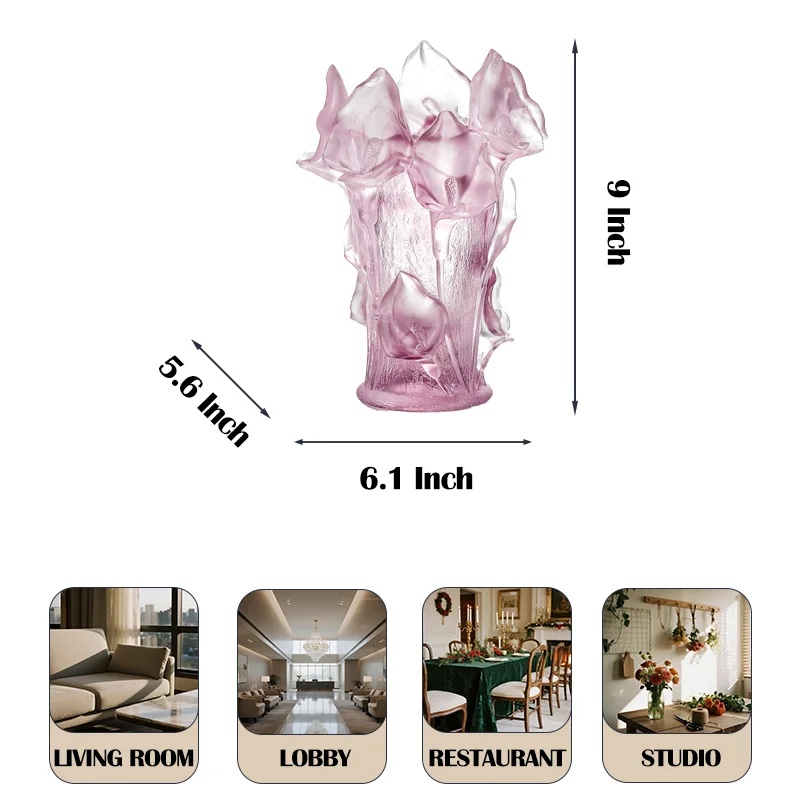 Museum-Quality Premium Heavy Base Art Glass Vase Contemporary Living Room Office Ornament  Other Crystal Crafts
