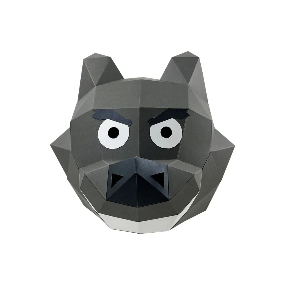 3D Paper Mold The Big Bad Wolf Timber Wolfs Head Mask Headgear Animal Model Halloween Cosplay Props Woman Men Party DIY Craft