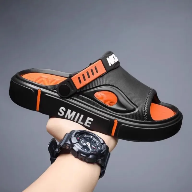 

Summer Outdoor Men's Slippers EVA Painted Spor Beach Soft Bot nut Slippers Breathable Hollow out Cute Sle