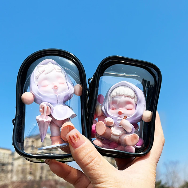 Jewelry Organizer Transparent Storage Box Pouch Mystery Box Plastic Box Cute Doll Bag Organization with Keychain Dustproof Case