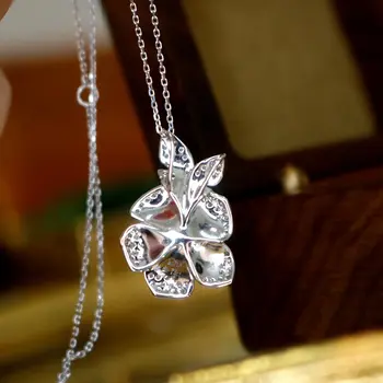 Aazuo Customade שרשרת פרחים אמיתית מזהב לבן 18 קראט מקורי באיכות גבוהה עם יהלומים אמיתיים 0.73 קראט מתנה לנשים שרשרת חוליות לחתונה 6 best sales שרשרת זהב לבן 18 קראט - №5