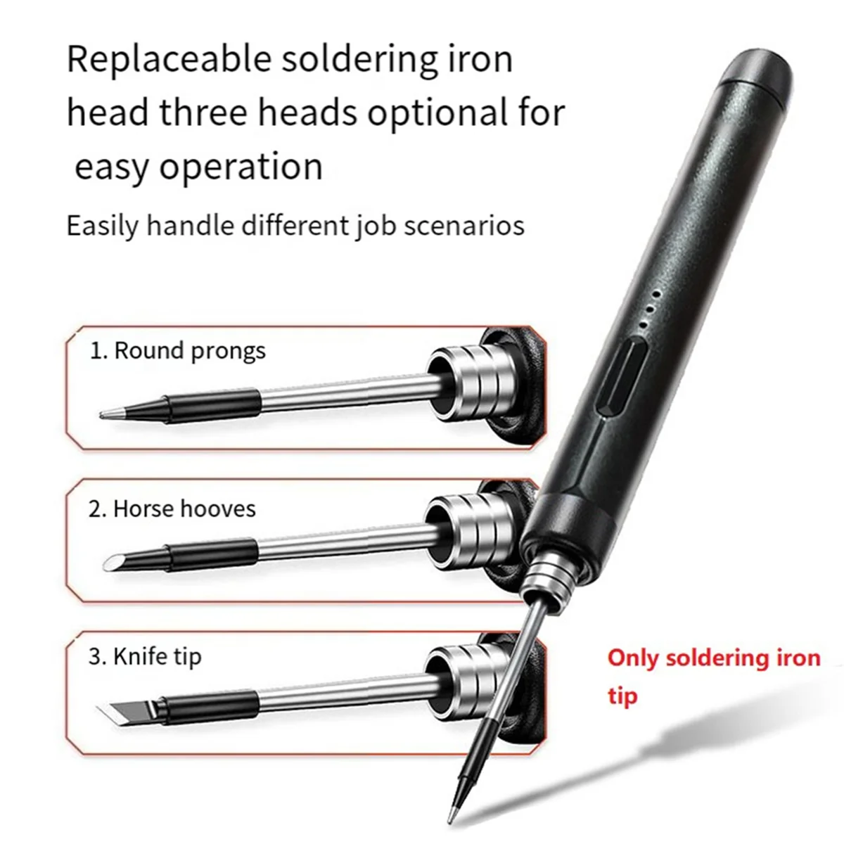 Durable 3Pc C210 Soldering Iron Tip USB Soldering Iron Tip 5V Battery Soldering Iron Tip Soldering Rework Accessories,B