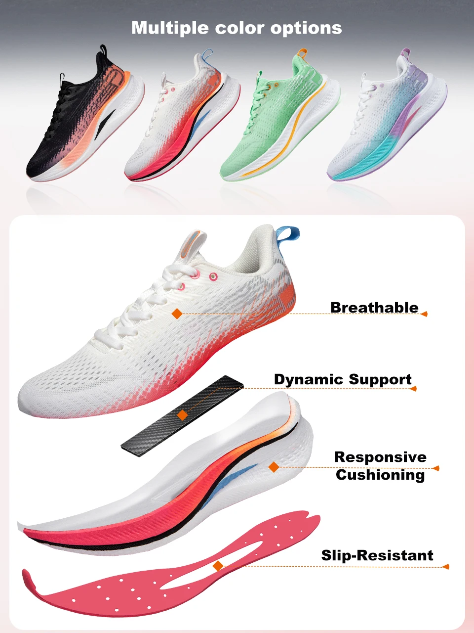 Baasploa Damen-Laufschuhe mit professioneller Carbonplatte, leichte, atmungsaktive Sportschuhe, bequeme Marathon-Sneaker für Damen – Detail 4