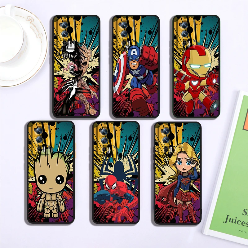 

Marvel Anime Cartoon Cool For Xiaomi Redmi 9A 9C 9AT 10C 9 9T 10 12C 13C 8 12 K60 A1 K50 K40 5G Black Soft Phone Case