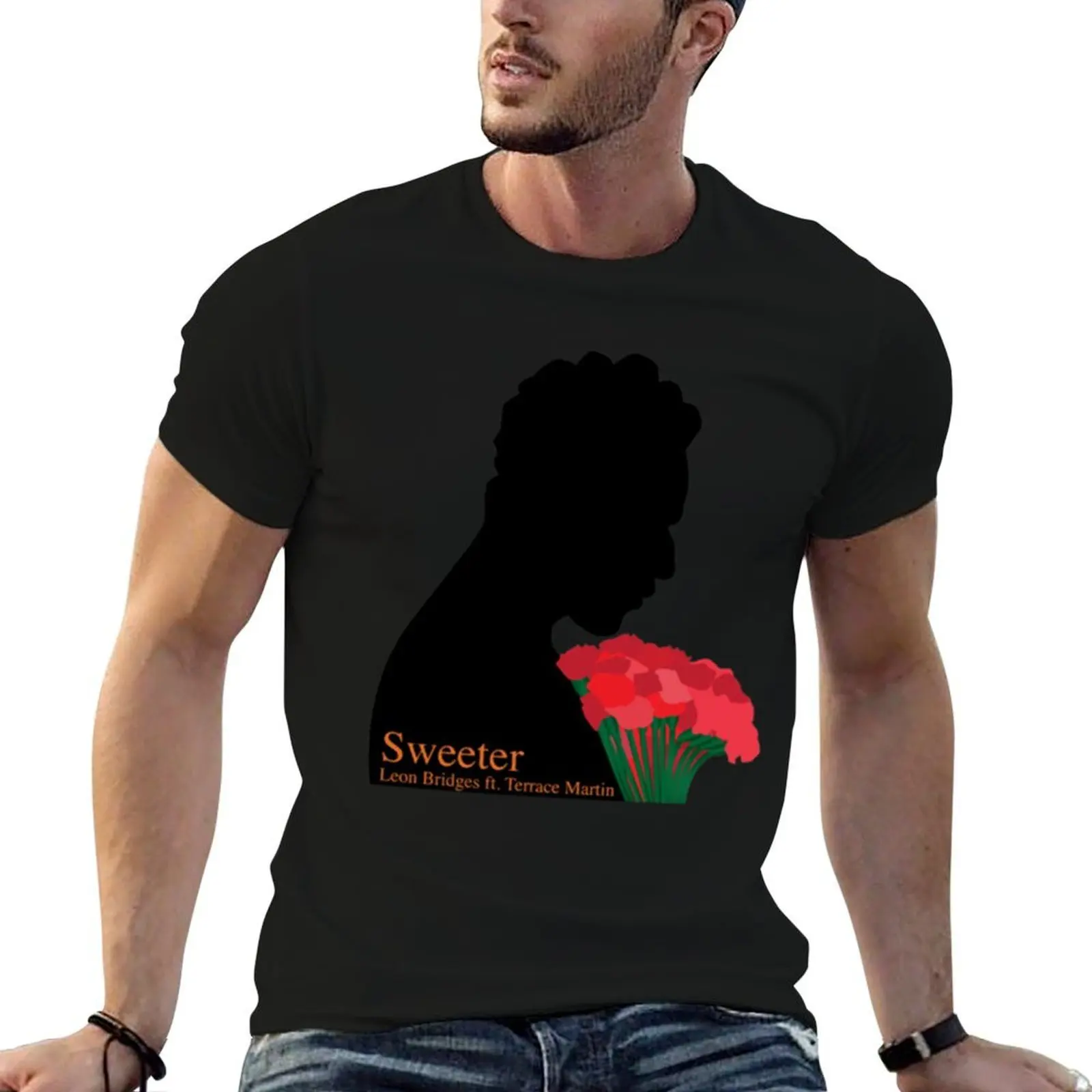 Leon Bridges Silhouette Sweeter Design T-Shirt t shirts cotton 100% man tshirt t shirts designer T-shirt