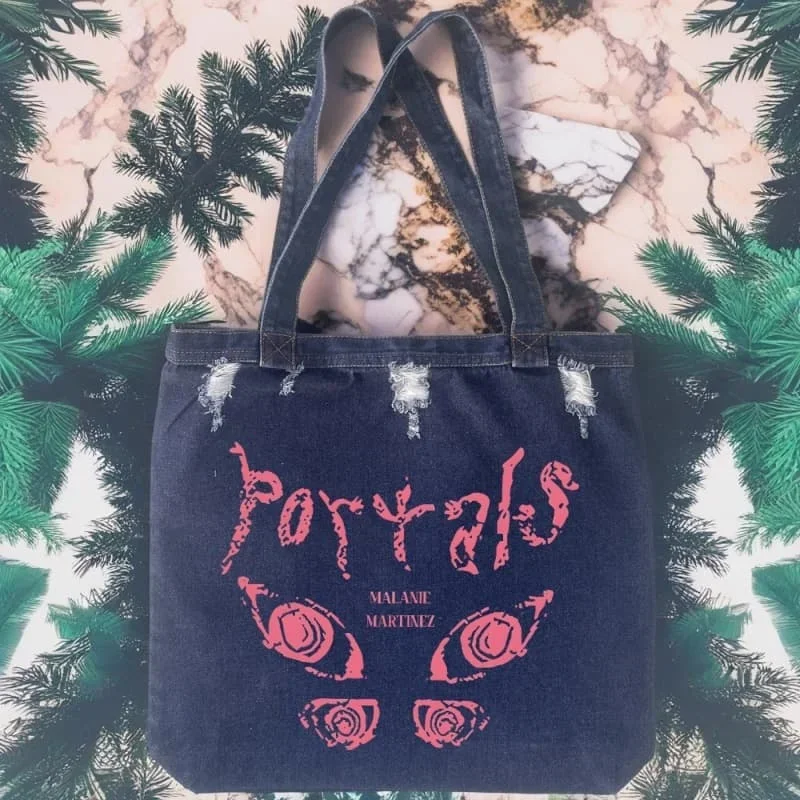 

Melanie Martinez Portals Tour Street Style Unisex Denim Tote Handbags Large Capacity Lightweight Satchel Bags Shopping Bags