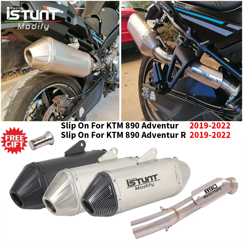 Full System Slip On For KTM 890 ADV DUKE 890 Adventure R 2019-2022 Motorcycle Exhaust Muffler Mid Link Pipe Espace Moto modify