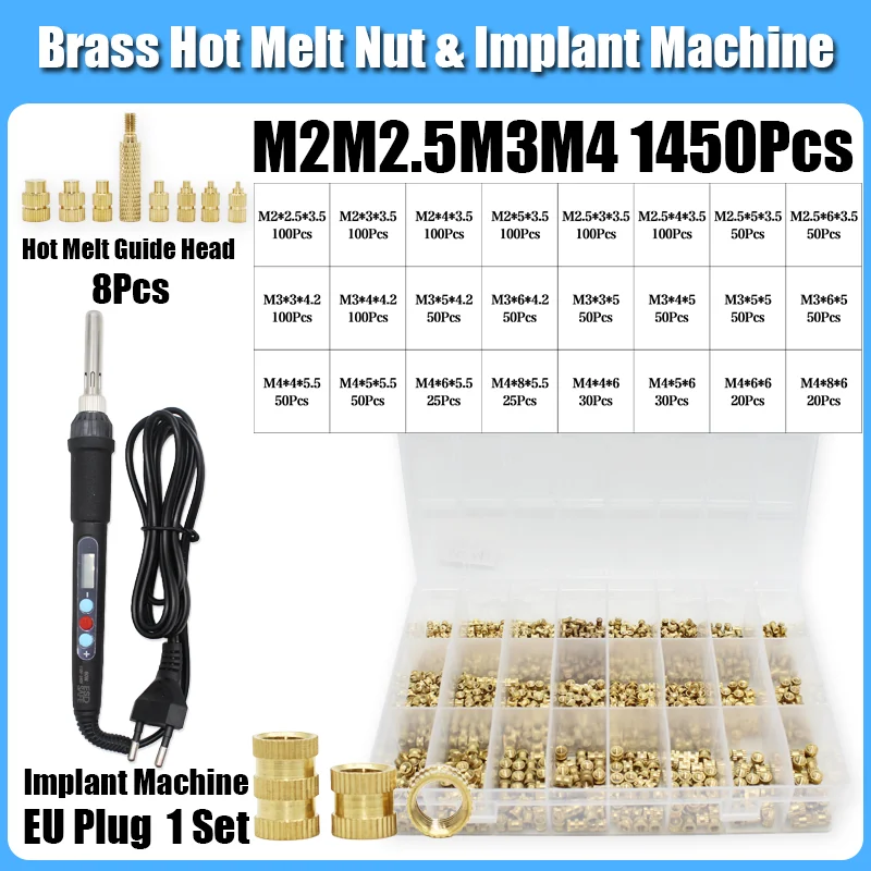 Messing Einsatz Mutter Lötkolben M2 M3 M4 M5 M6 M8 Hot Melt Guide Kopf Gerändelt Kupfer Muttern Einsätze Kunststoff 3D Drucker Zubehör – Detail 11