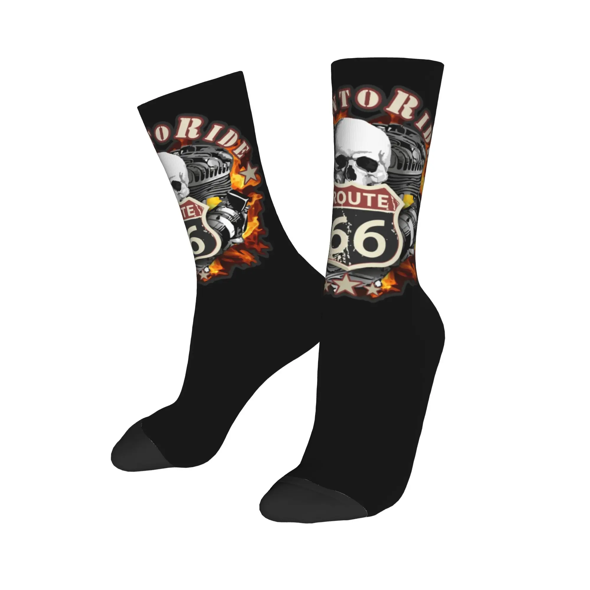 

Custom Kawaii Vintage Born to Ride Socks Warm 3D Printing Route 66 for Chopper Motorcycle Riders Sports Basketball Socks