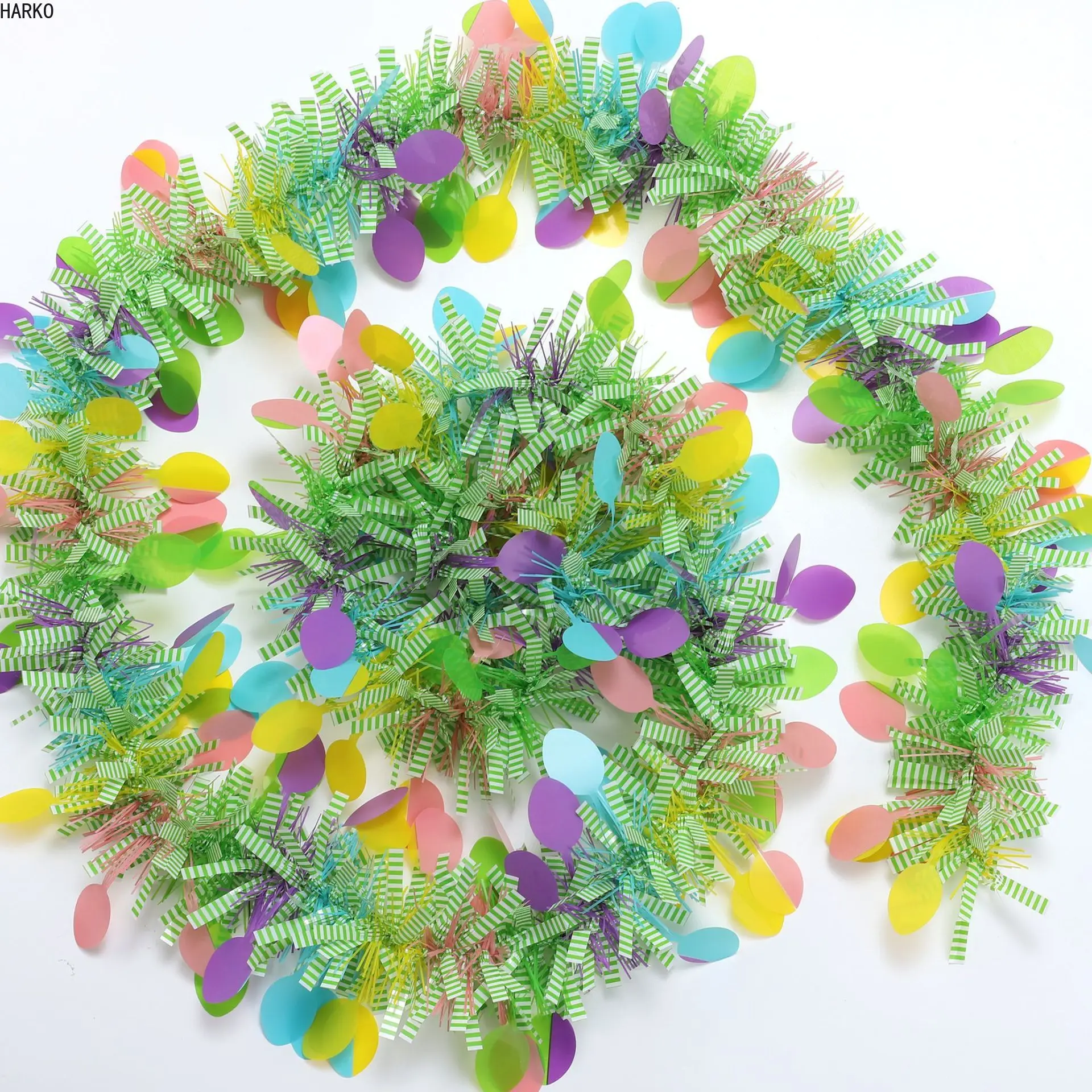 2Meter Easter Garlands Stripe Tinsel DIY Wreath Spring Easter Home Decoration 2023 Hanging Ornament Birthday Party Supplies Gift