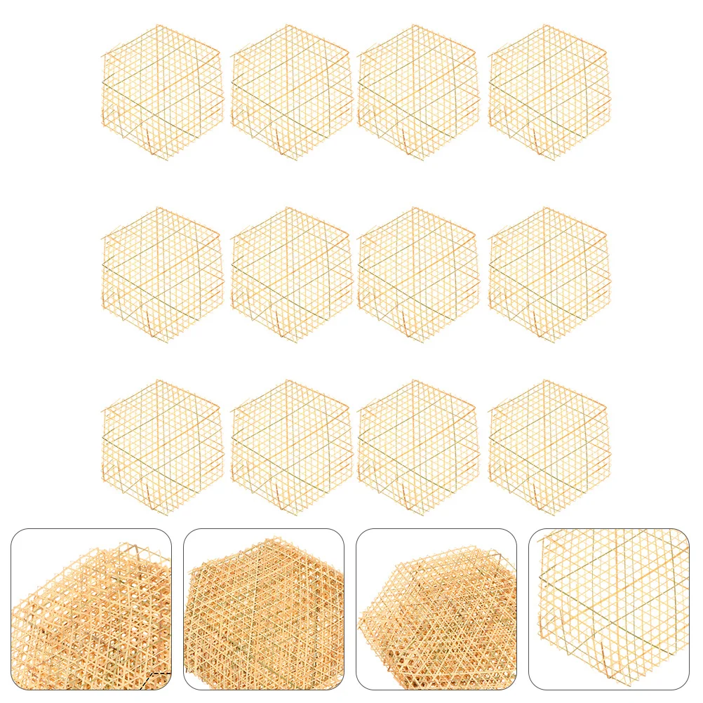 12 قطعة الحصير الخيزران اليدوية الزخرفية الطبخ شبكة طبق حصيرة النفط برهان المقلية حامل الطعام باخرة وسادة المطبخ حصيرة