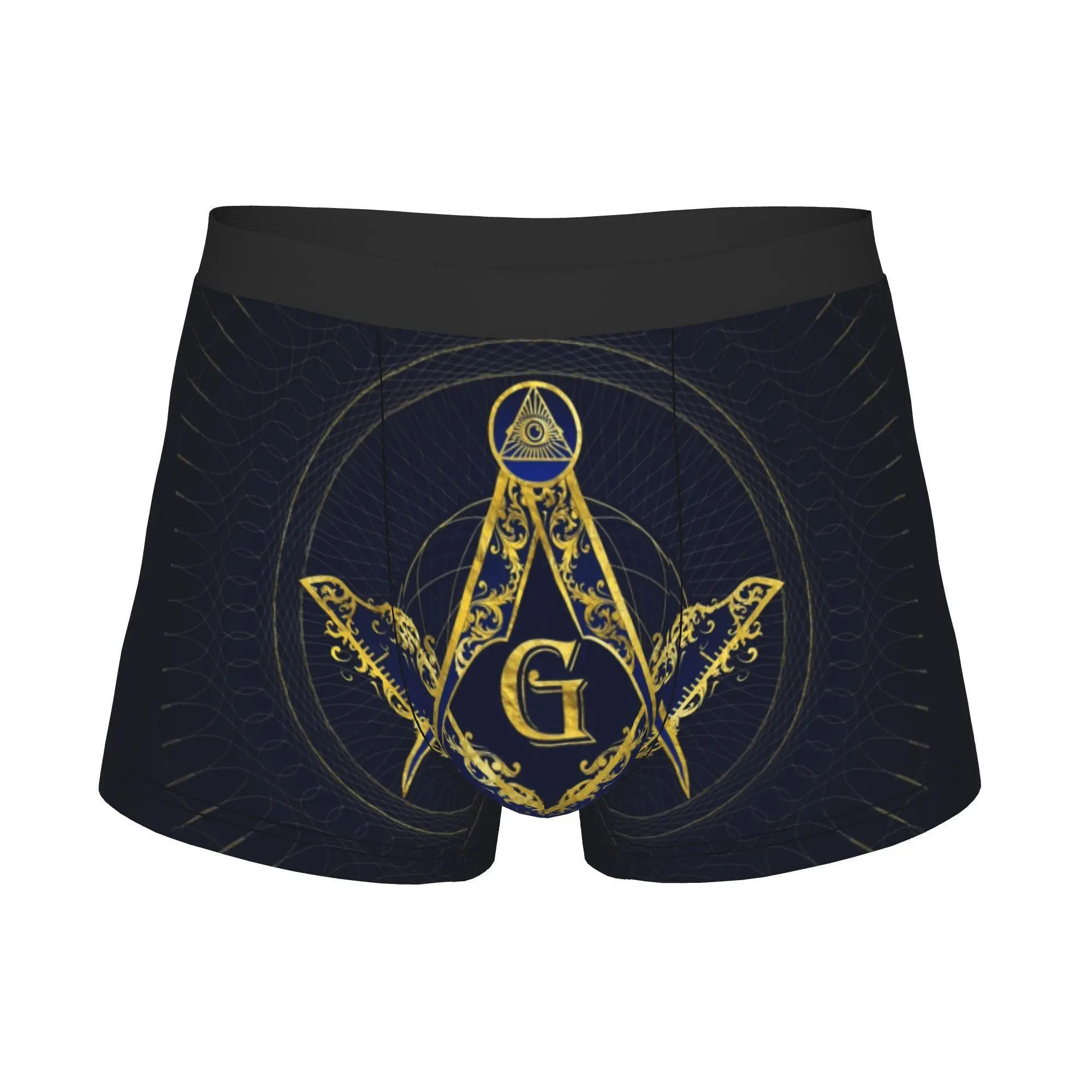 Funny Compasses Freemasonry Symbol Boxers Shorts Panties Male Underpants Stretch Masonic Briefs Underwear