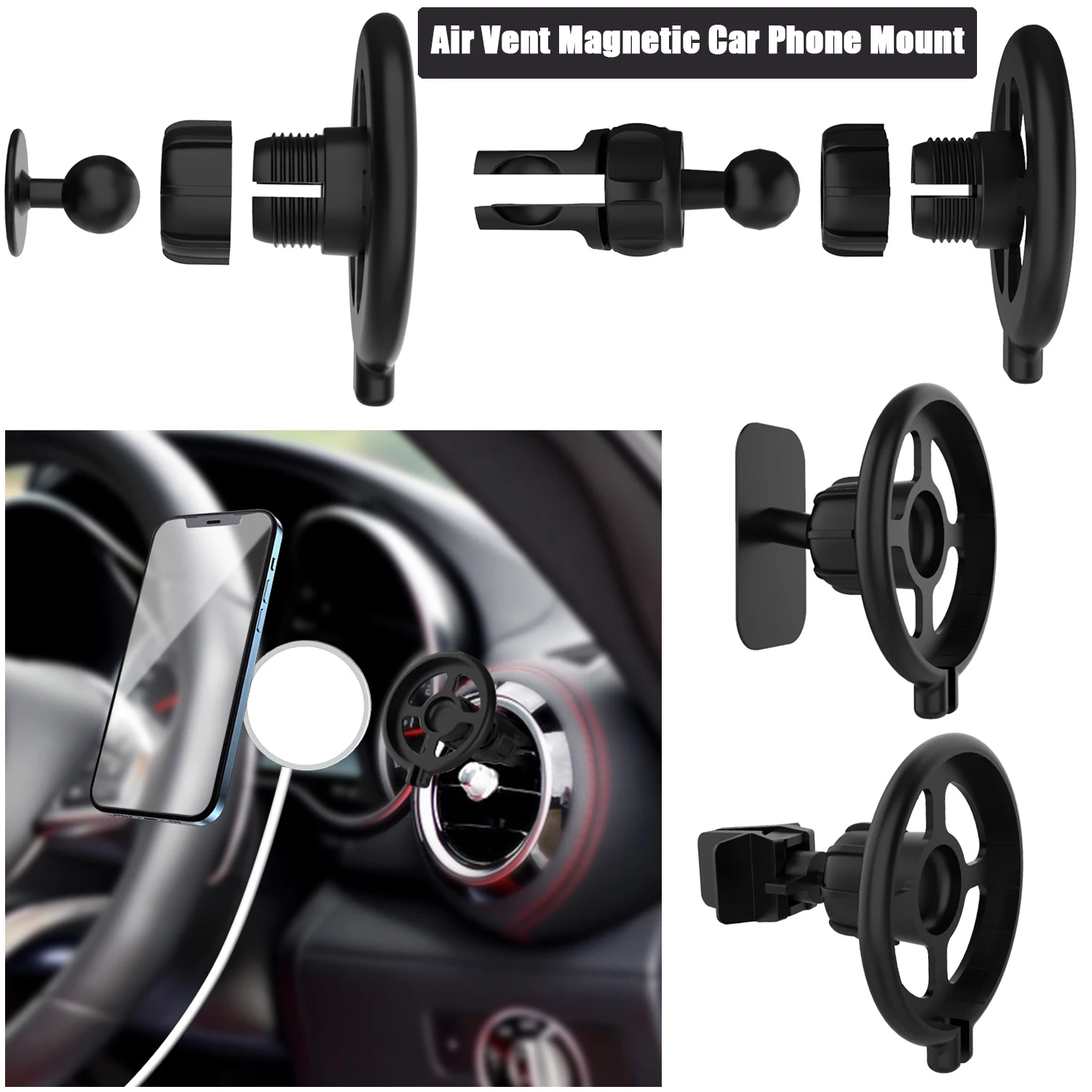 Magnetic Phone Car Mount Universal Twist-Lock Air Vent Magnetic Car Phone Mount Holder Hands Free Car Vent Hold Mounting Base